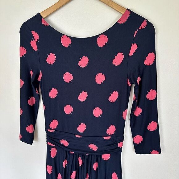 Boden Maisie Matte Navy and Pink All Over Floral Jersey Handkerchief Hem Midi Dr - Picture 9 of 13